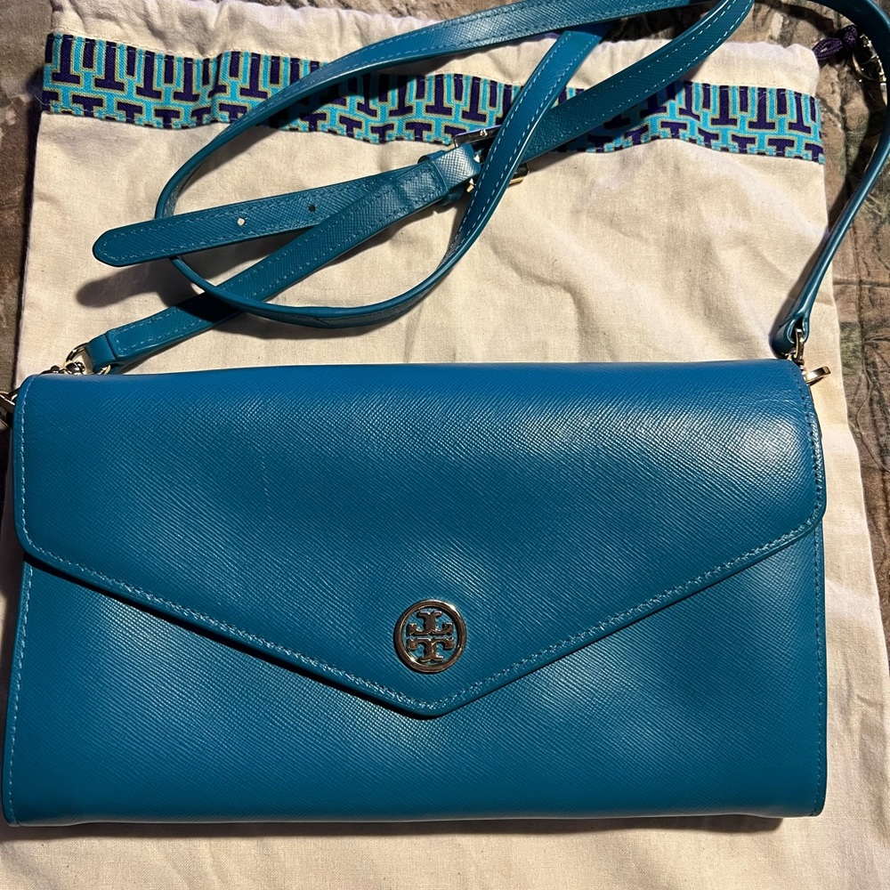 Tory Burch crossbody/clutch dustbag included turquoise handbag